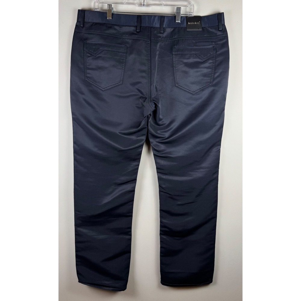 Barabas Italy Mens Navy Blue Sateen Slim Fit Handcrafted Trousers Size 42 - Picture 9 of 9